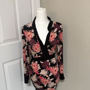 Cocomo Black and Pink Floral Blouse